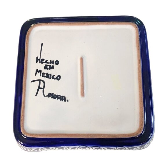 Colorful Mexican Talavera Hand Painted Square Pottery Dish 8.25” Width 2” Deep - Picture 2 of 6